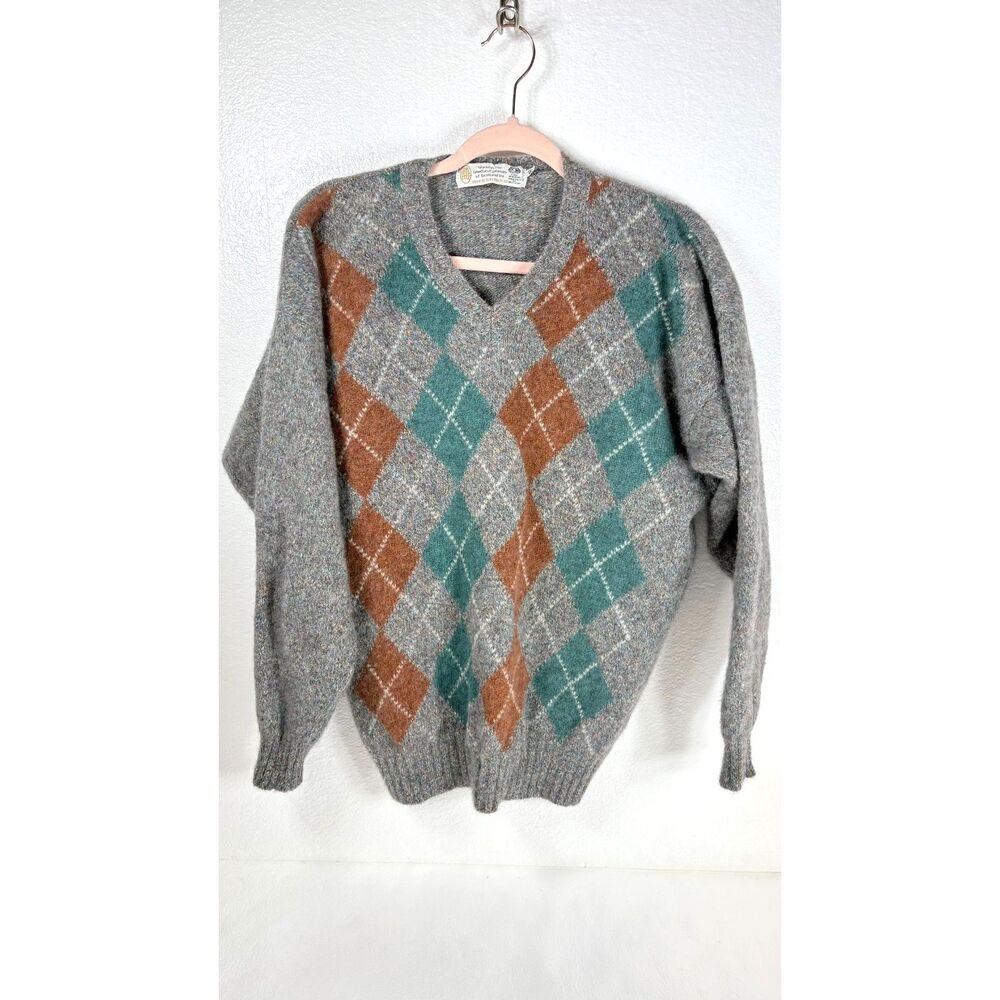 Broch Knitwear New Wool Shetland Pullover Plaid Sweater Grey Boathouse Row 48